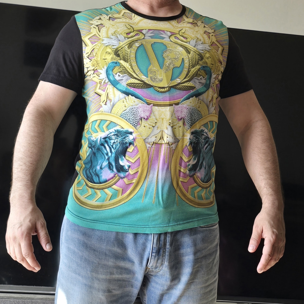 Versace Jeans Couture Teal and Gold Panther Tee